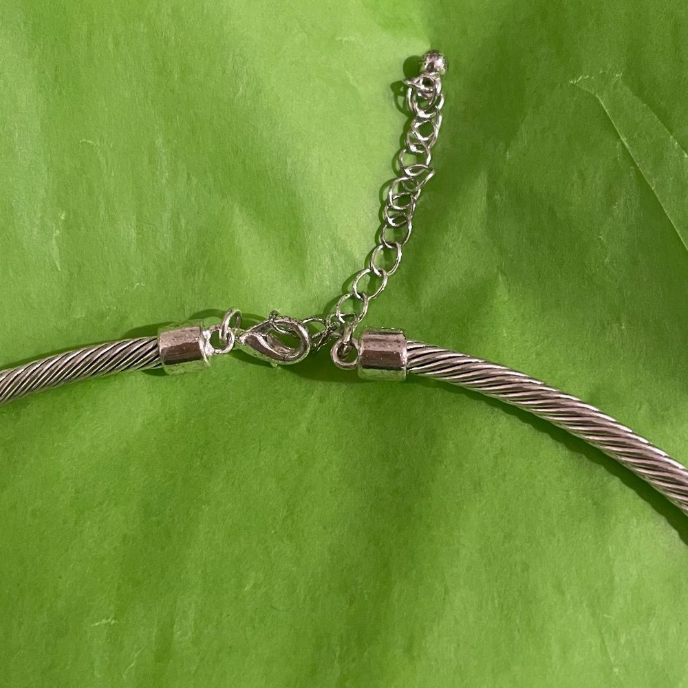Silver Plate Neck Wire With Simulated Diamond Sta… - image 7